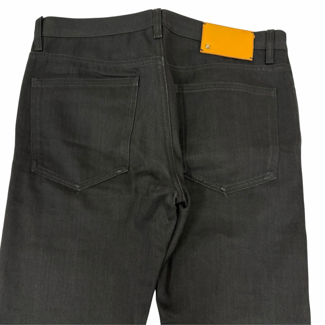 Discounted Great VALENTINO Denim pants Rockstud button fly black cotton mens 29 JV0DEJS01VM
