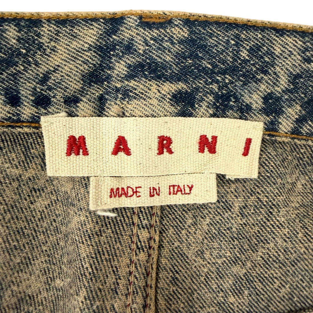 Excellent MARNI Denim pants MARBLE DYED DENIM Cut-off bootcut Indigo blue