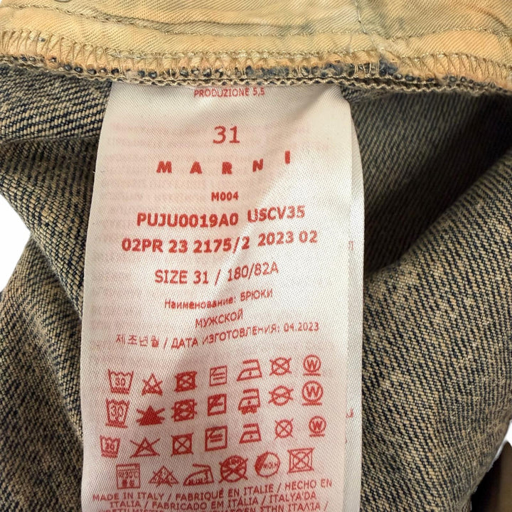 Excellent MARNI Denim pants MARBLE DYED DENIM Cut-off bootcut Indigo blue