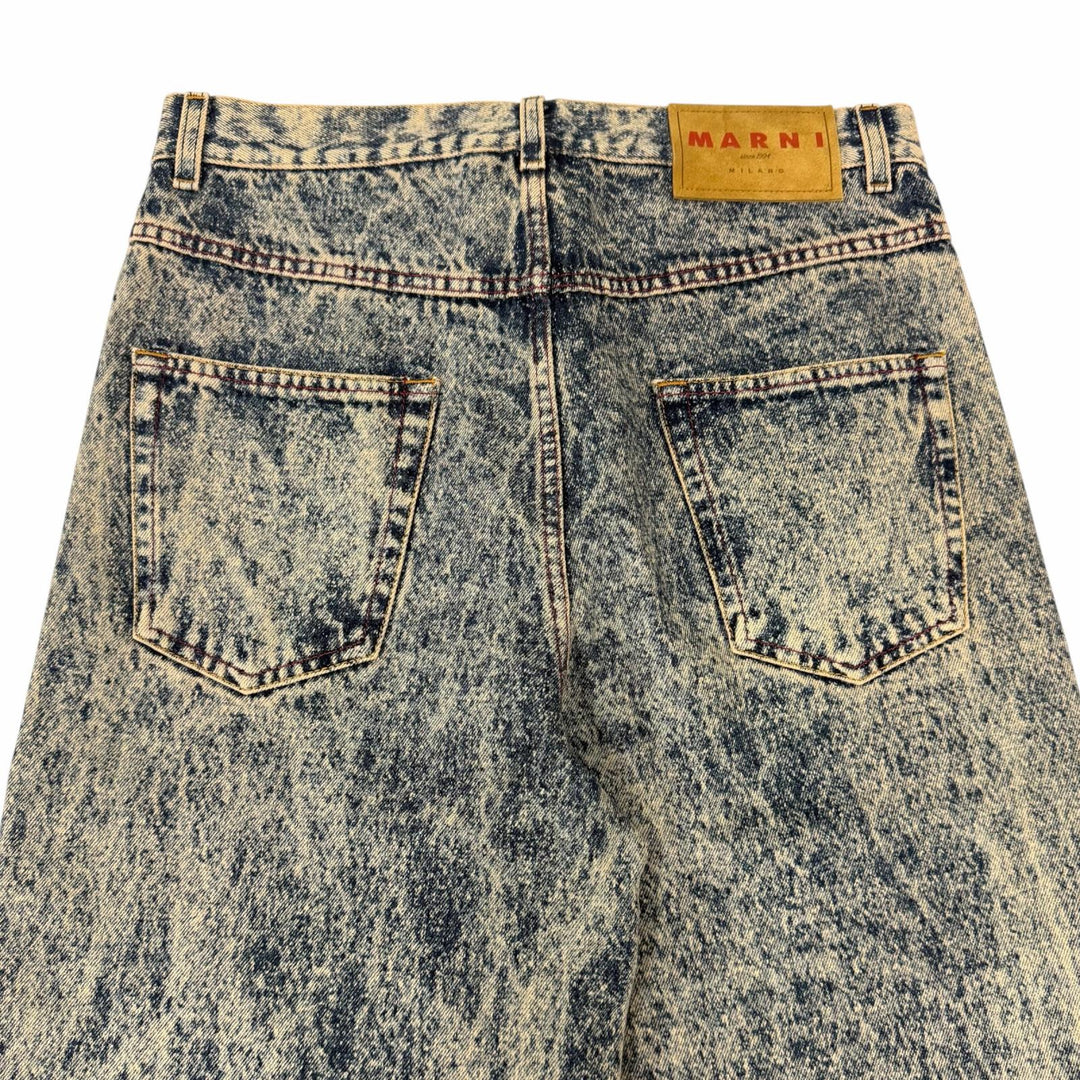 Excellent MARNI Denim pants MARBLE DYED DENIM Cut-off bootcut Indigo blue