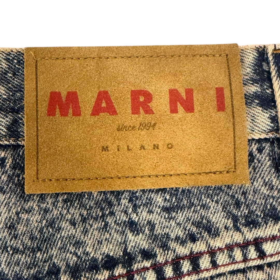 Excellent MARNI Denim pants MARBLE DYED DENIM Cut-off bootcut Indigo blue