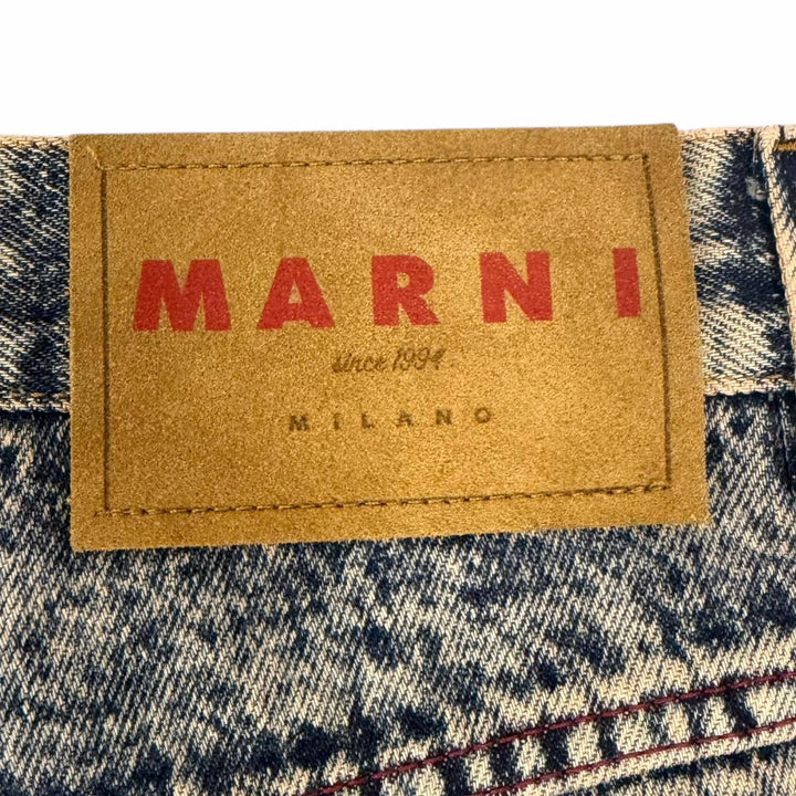 Excellent MARNI Denim pants MARBLE DYED DENIM Cut-off bootcut Indigo blue