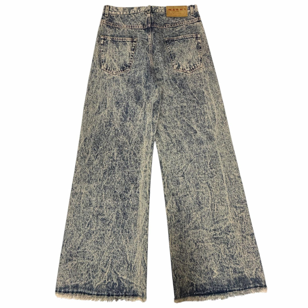 Excellent MARNI Denim pants MARBLE DYED DENIM Cut-off bootcut Indigo blue