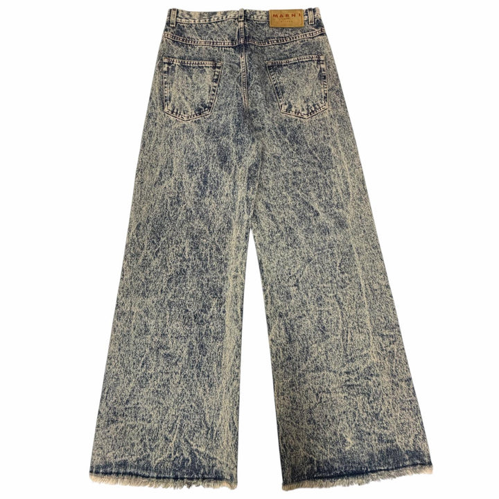 Excellent MARNI Denim pants MARBLE DYED DENIM Cut-off bootcut Indigo blue
