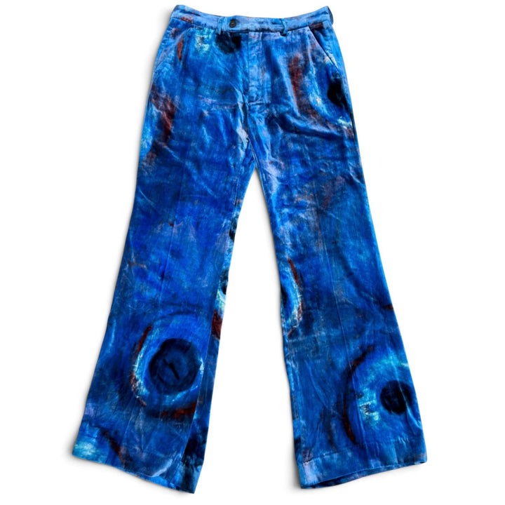 Excellent MARNI Flaminia Veronesi Pants VELVET PRINTED TROUSERS blue Rayon mens
