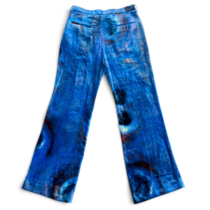 Excellent MARNI Flaminia Veronesi Pants VELVET PRINTED TROUSERS blue Rayon mens