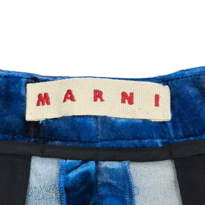 Excellent MARNI Flaminia Veronesi Pants VELVET PRINTED TROUSERS blue Rayon mens