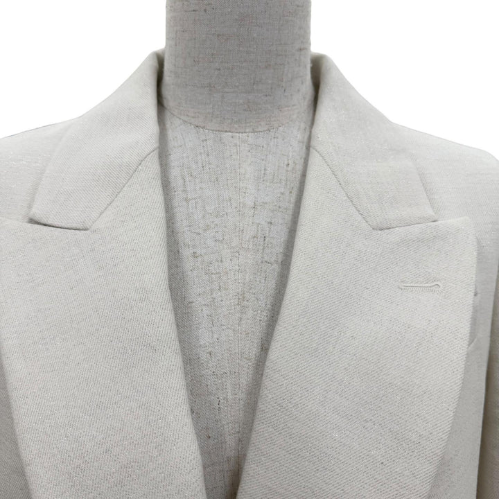 Excellent Brunello Cucinelli Double-breasted jacket with scarf trim. White 40
