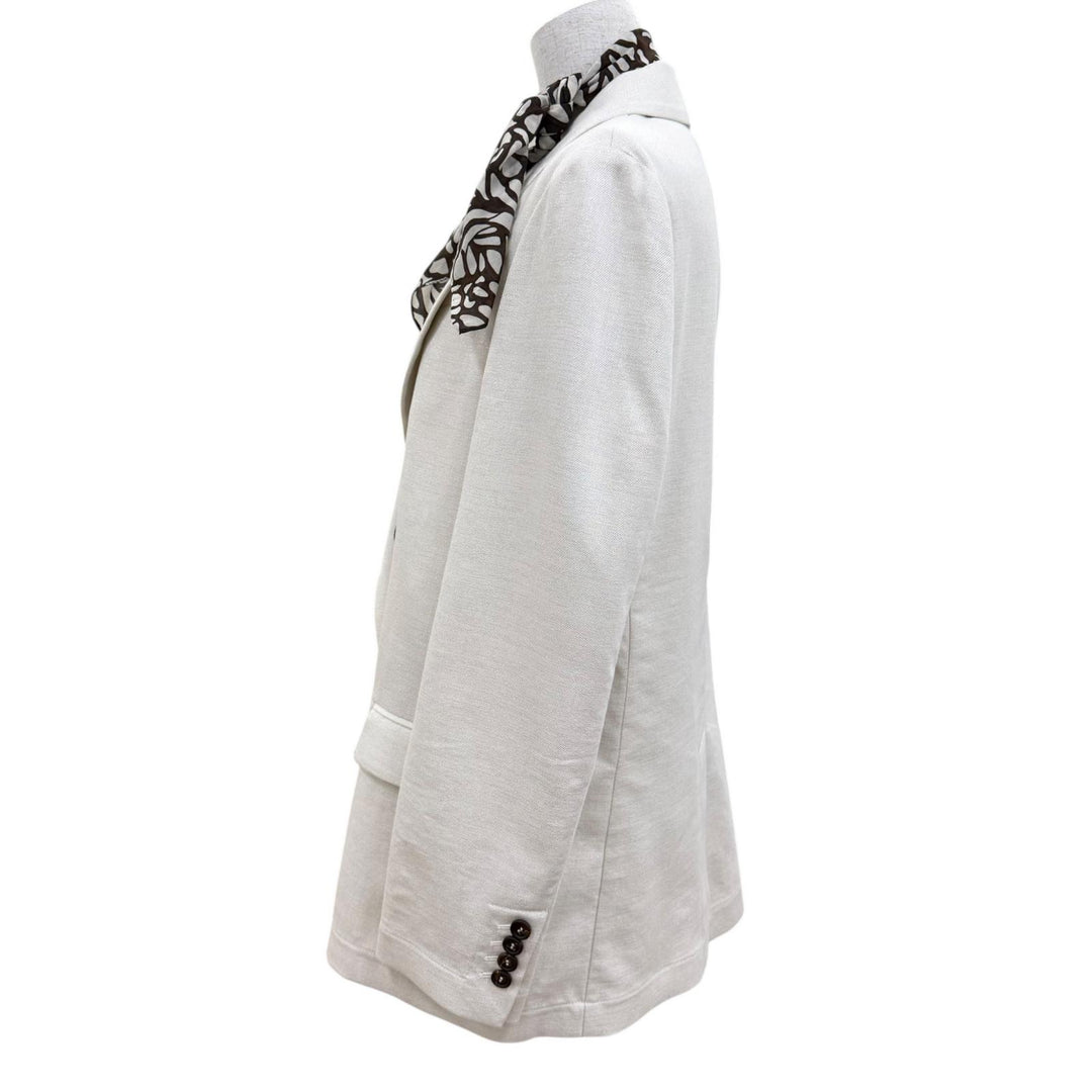 Excellent Brunello Cucinelli Double-breasted jacket with scarf trim. White 40
