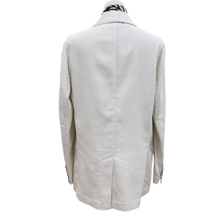 Excellent Brunello Cucinelli Double-breasted jacket with scarf trim. White 40