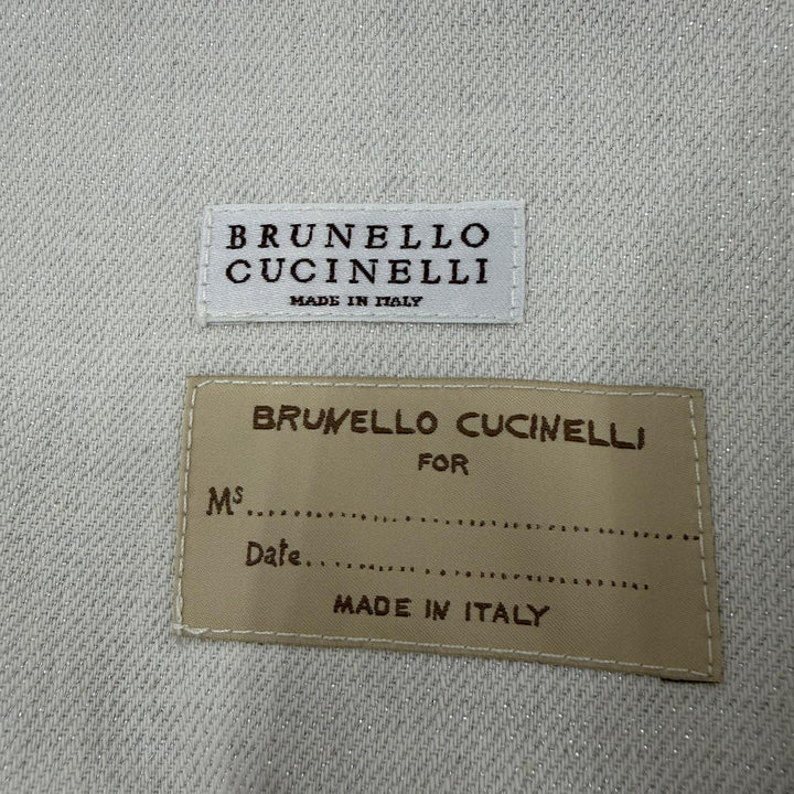 Excellent Brunello Cucinelli Double-breasted jacket with scarf trim. White 40