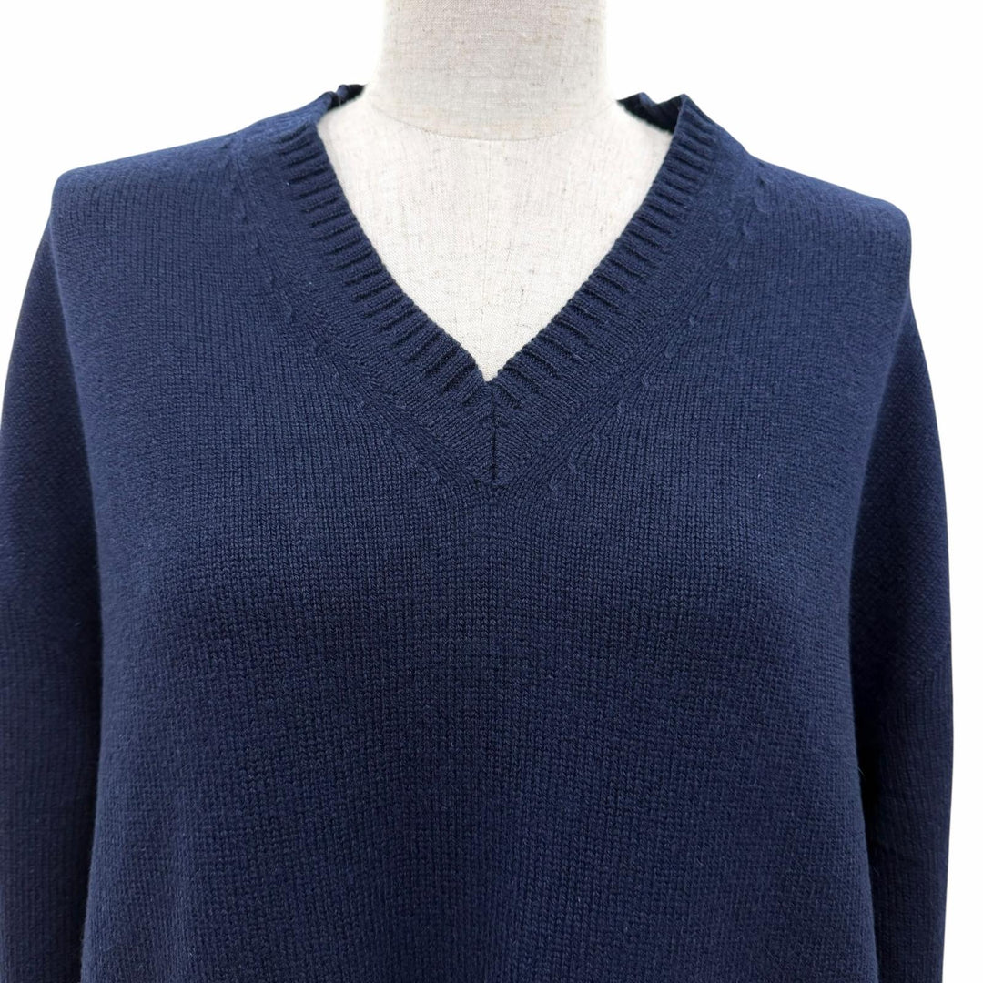Great GUCCI one piece Horsebit Long-Sleeve V-Neck Knit Navy cashmere XS 749065