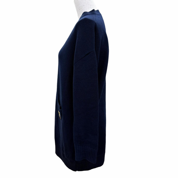 Great GUCCI one piece Horsebit Long-Sleeve V-Neck Knit Navy cashmere XS 749065