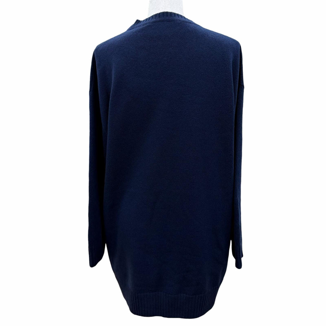 Great GUCCI one piece Horsebit Long-Sleeve V-Neck Knit Navy cashmere XS 749065