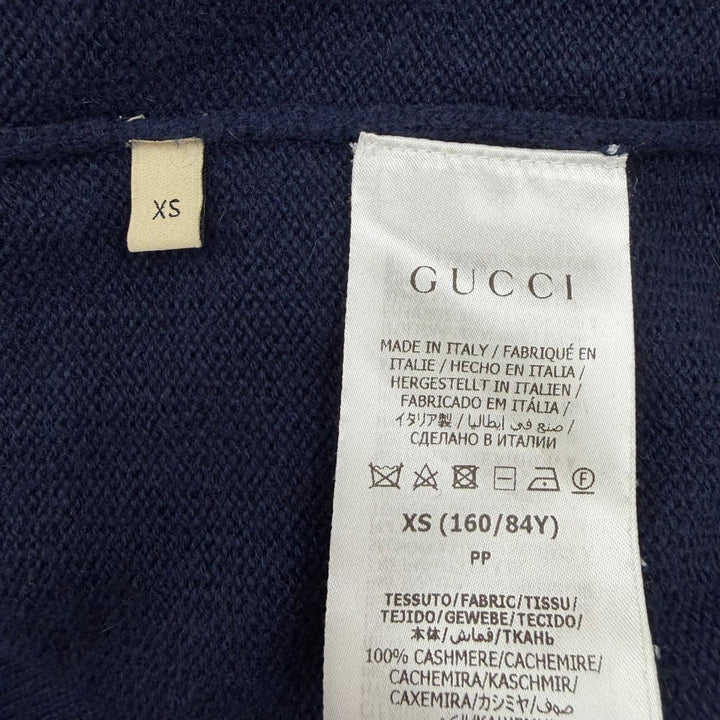 Great GUCCI one piece Horsebit Long-Sleeve V-Neck Knit Navy cashmere XS 749065