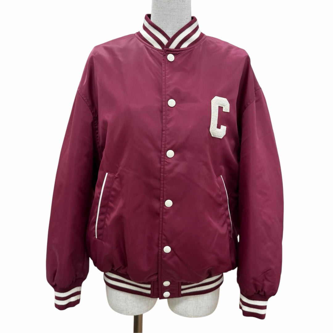 Great CELINE Stajan Logo Teddy Jacket Bordeaux Nylon Women IT 38 2W625227R