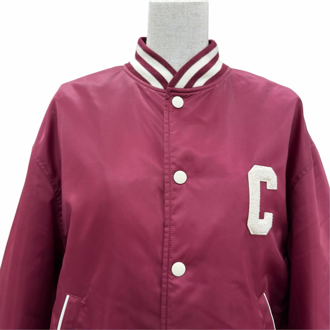 Great CELINE Stajan Logo Teddy Jacket Bordeaux Nylon Women IT 38 2W625227R