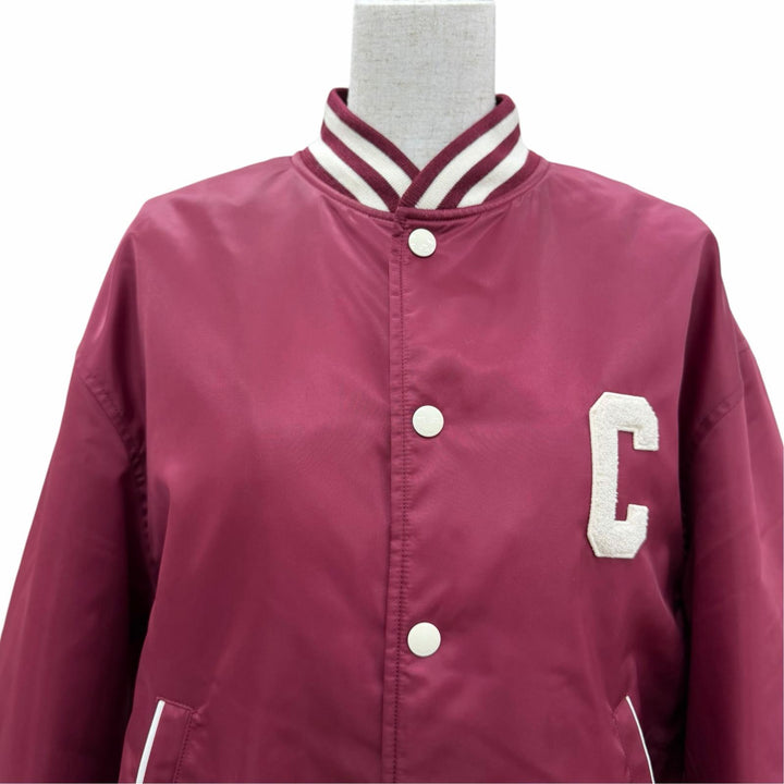 Great CELINE Stajan Logo Teddy Jacket Bordeaux Nylon Women IT 38 2W625227R