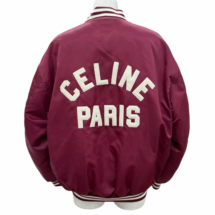 Great CELINE Stajan Logo Teddy Jacket Bordeaux Nylon Women IT 38 2W625227R