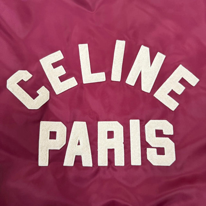 Great CELINE Stajan Logo Teddy Jacket Bordeaux Nylon Women IT 38 2W625227R