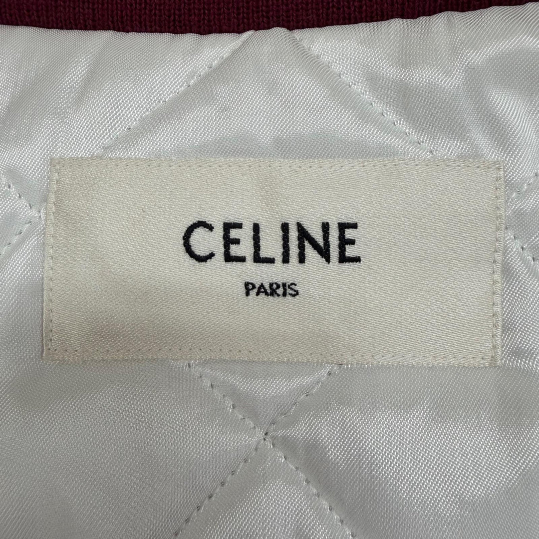 Great CELINE Stajan Logo Teddy Jacket Bordeaux Nylon Women IT 38 2W625227R
