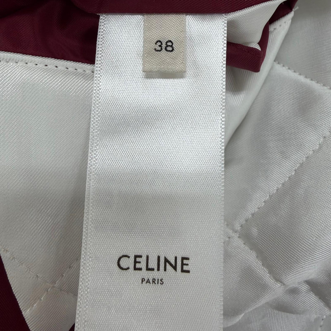 Great CELINE Stajan Logo Teddy Jacket Bordeaux Nylon Women IT 38 2W625227R