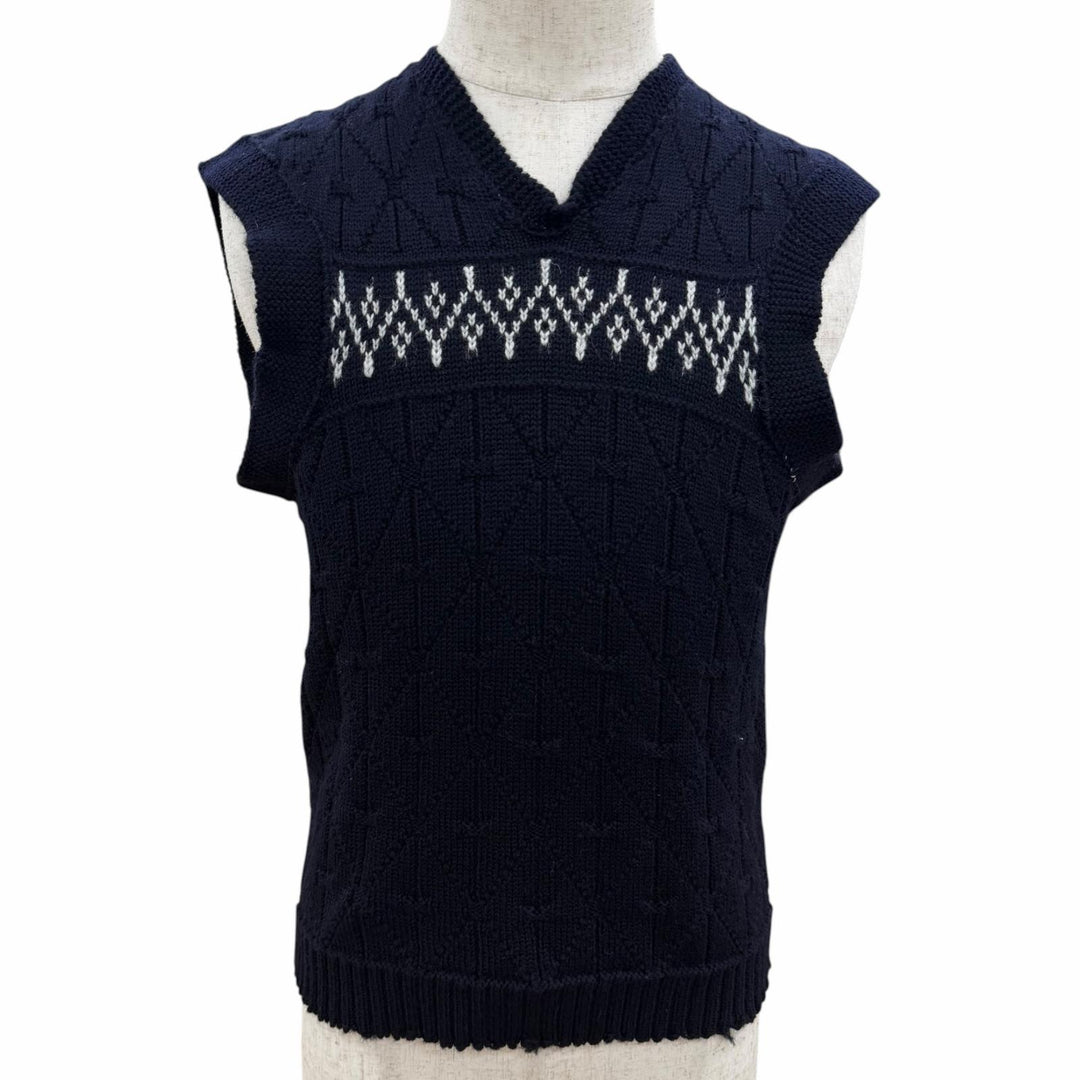 Excellent Maison Margiela 10 Best Distressed V-neck knit Navy wool mens M
