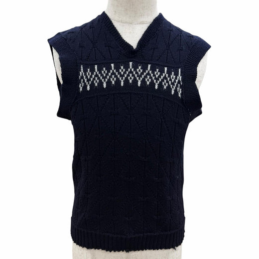 Excellent Maison Margiela 10 Best Distressed V-neck knit Navy wool mens M