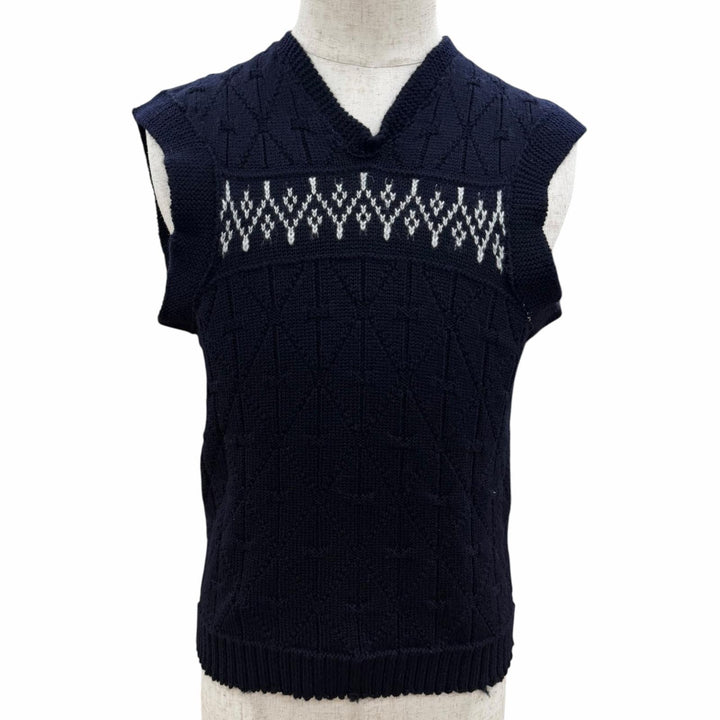 Excellent Maison Margiela 10 Best Distressed V-neck knit Navy wool mens M