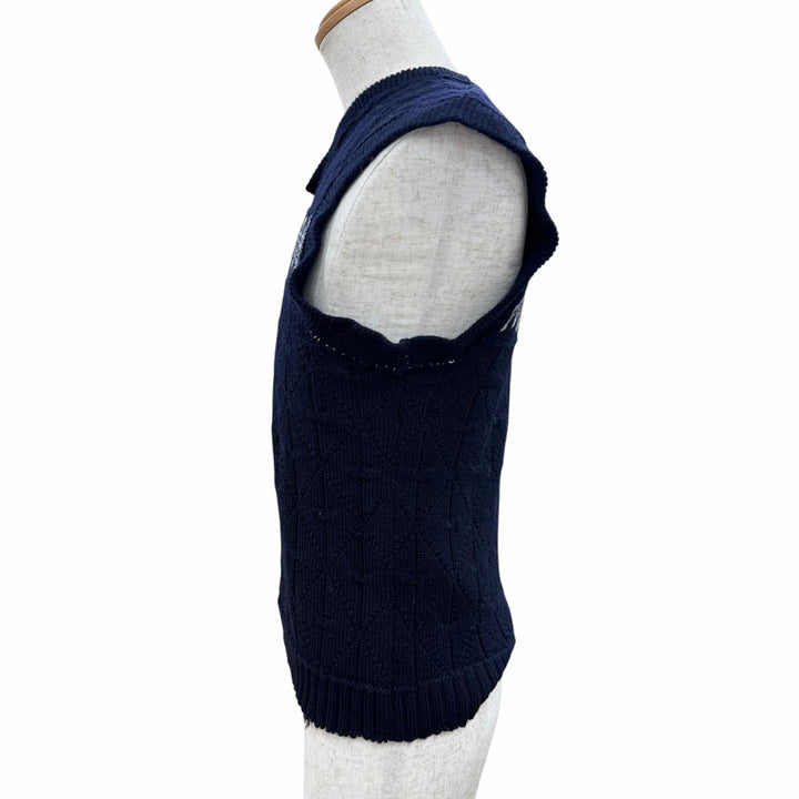 Excellent Maison Margiela 10 Best Distressed V-neck knit Navy wool mens M