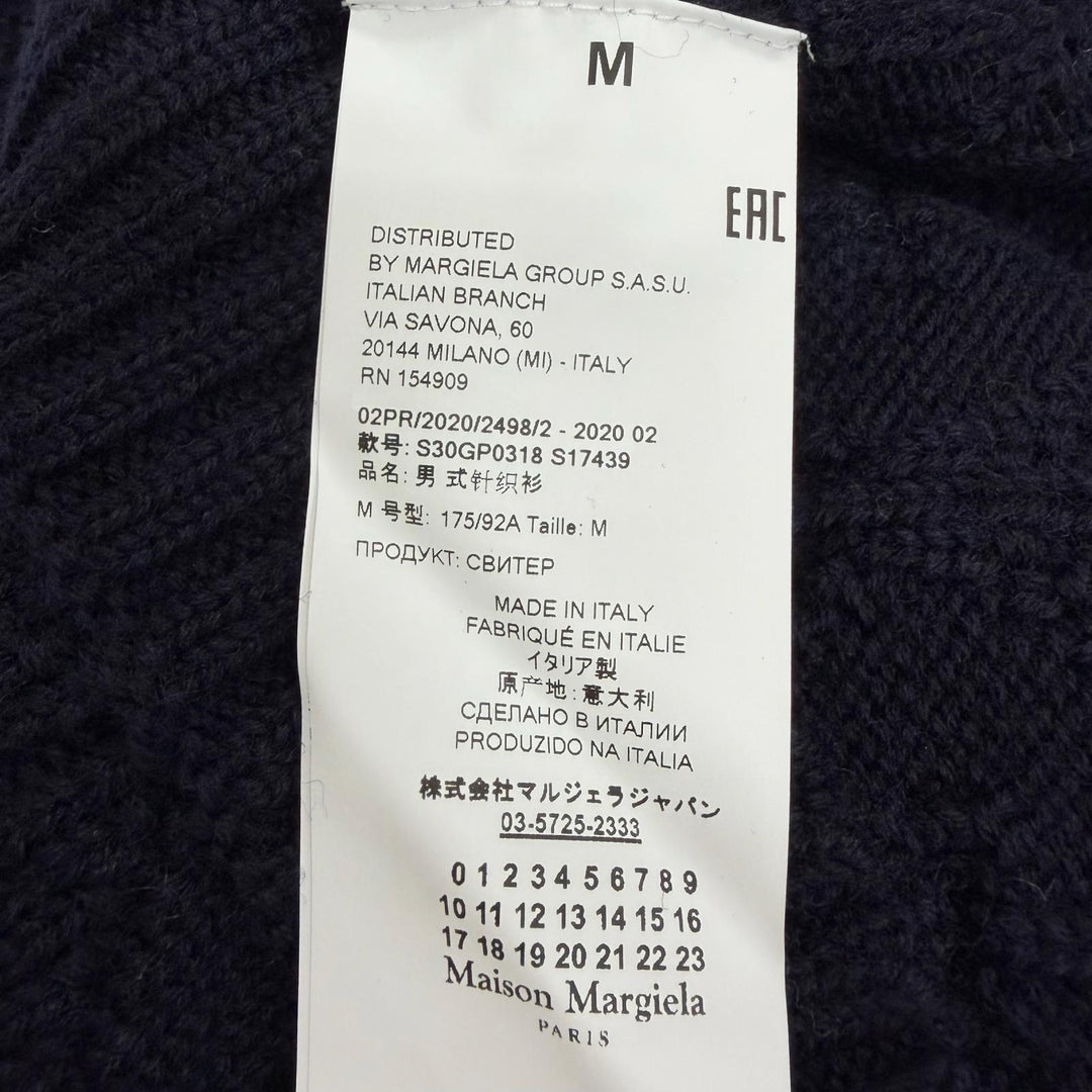 Excellent Maison Margiela 10 Best Distressed V-neck knit Navy wool mens M