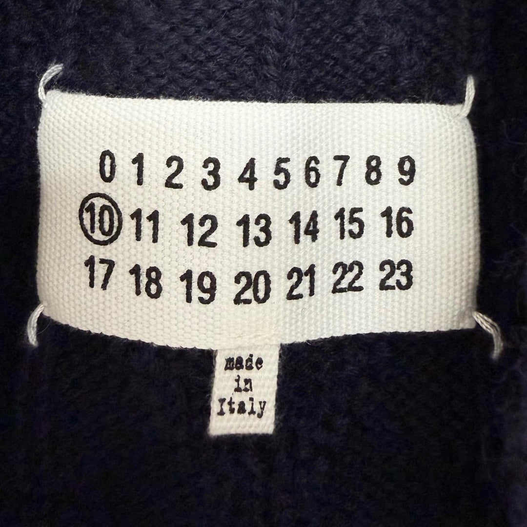Excellent Maison Margiela 10 Best Distressed V-neck knit Navy wool mens M