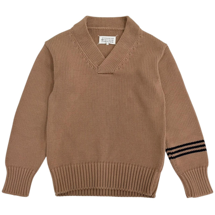 Great Maison Margiela 10 sweater Elbow patches, V-neck, thick fabric Brown
