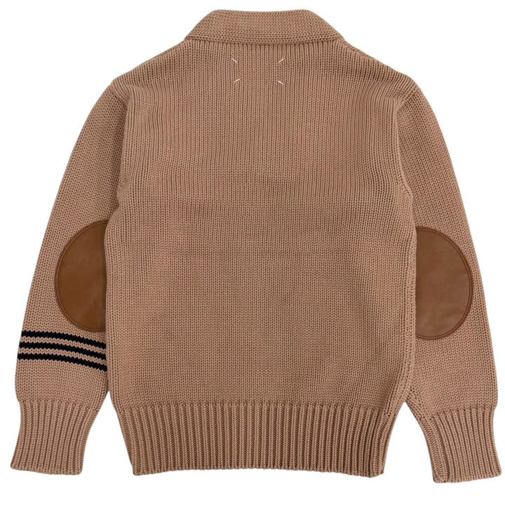 Great Maison Margiela 10 sweater Elbow patches, V-neck, thick fabric Brown