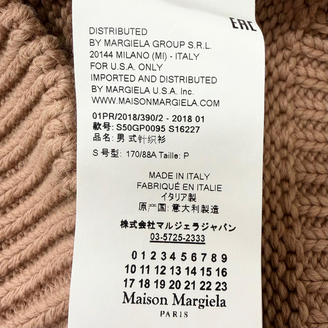 Great Maison Margiela 10 sweater Elbow patches, V-neck, thick fabric Brown