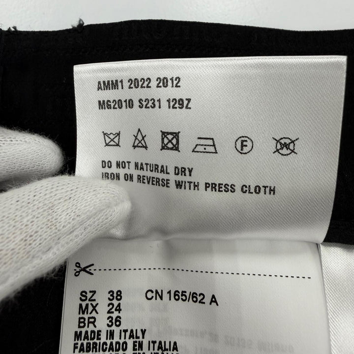 Excellent MIUMIU Pleated skirt Logo design black silk Women 38 MG2010