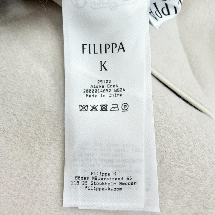 Excellent FILIPPA K coat Alexa Coat belted long light beige wool Women 34 29102