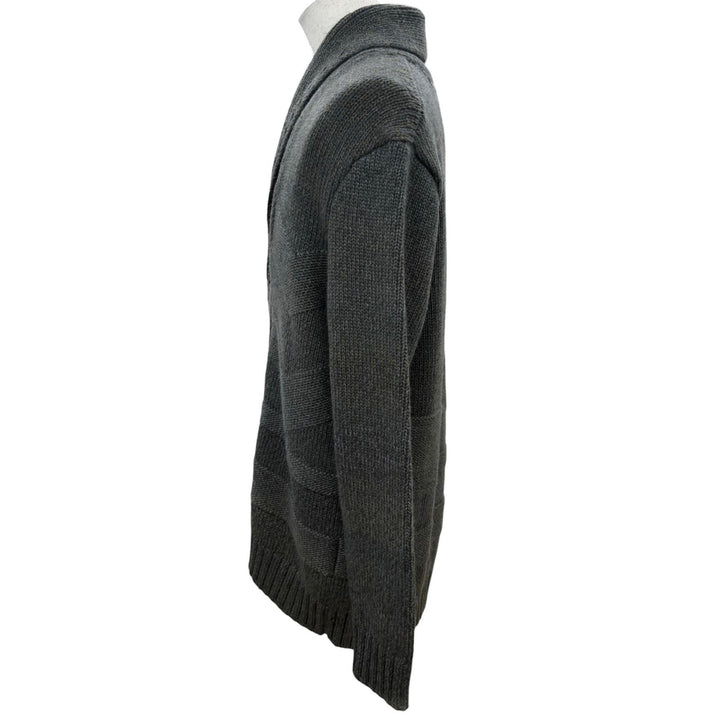 Excellent HERMES cardigan Front design, shawl collar, knit khaki cashmere S