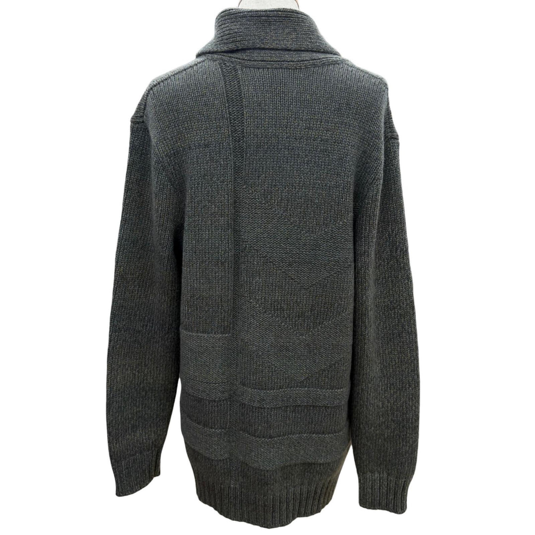 Excellent HERMES cardigan Front design, shawl collar, knit khaki cashmere S