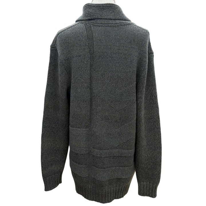 Excellent HERMES cardigan Front design, shawl collar, knit khaki cashmere S