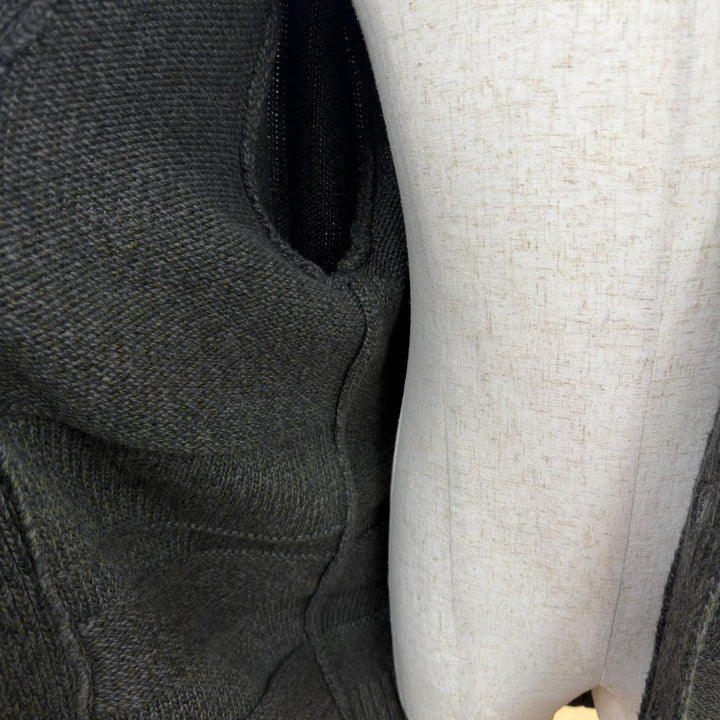 Excellent HERMES cardigan Front design, shawl collar, knit khaki cashmere S