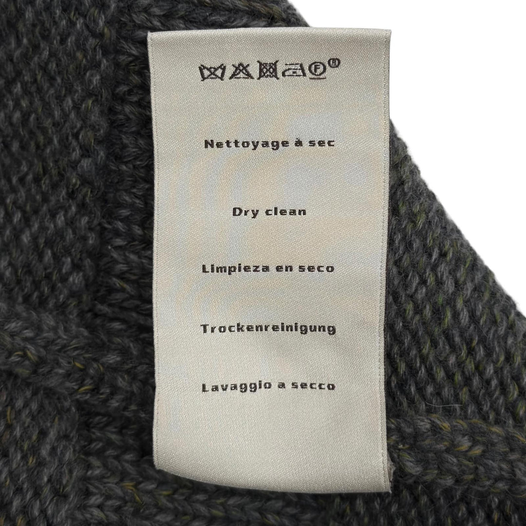 Excellent HERMES cardigan Front design, shawl collar, knit khaki cashmere S