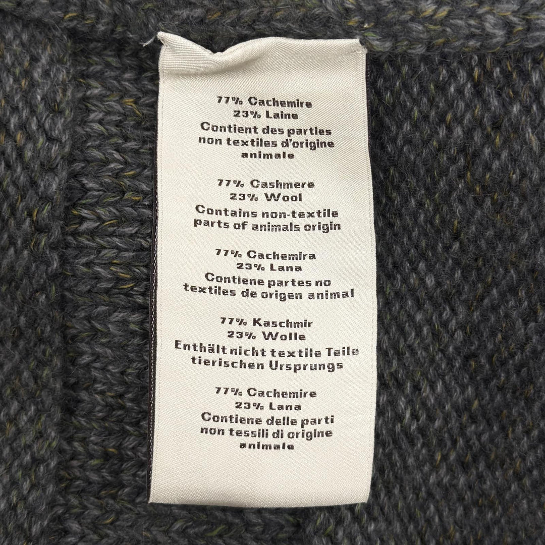 Excellent HERMES cardigan Front design, shawl collar, knit khaki cashmere S
