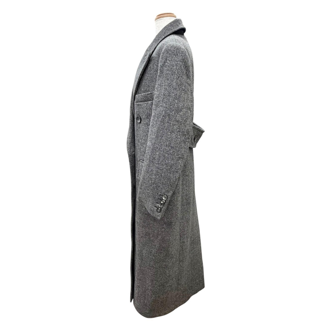 Excellent Max Mara ECCESSO Herringbone Double-Breasted Long Chester Coat gray 38