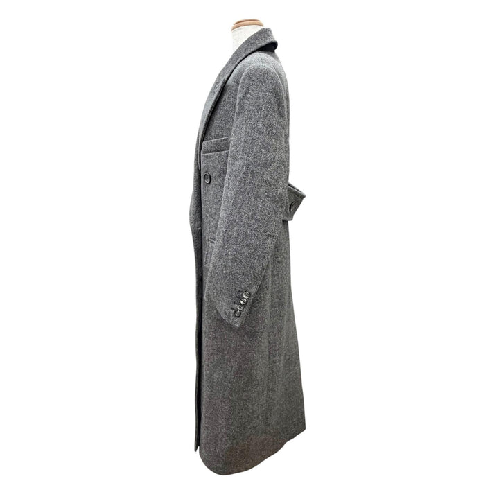 Excellent Max Mara ECCESSO Herringbone Double-Breasted Long Chester Coat gray 38