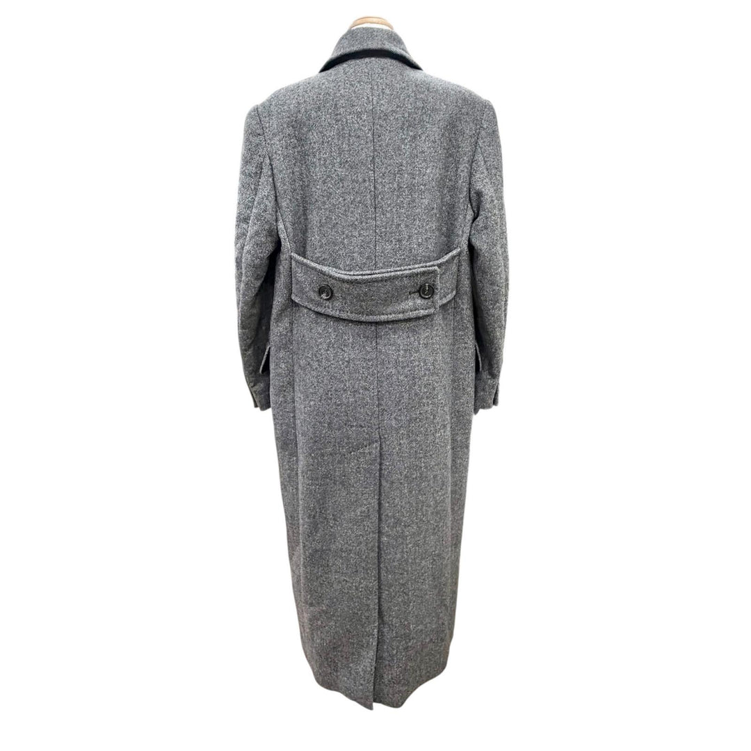 Excellent Max Mara ECCESSO Herringbone Double-Breasted Long Chester Coat gray 38