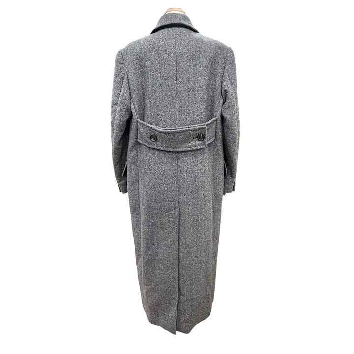 Excellent Max Mara ECCESSO Herringbone Double-Breasted Long Chester Coat gray 38