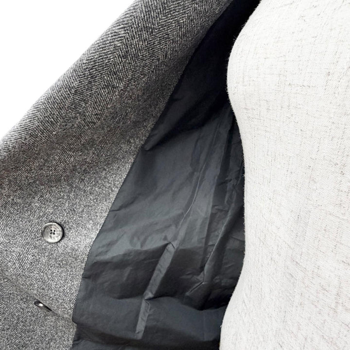 Excellent Max Mara ECCESSO Herringbone Double-Breasted Long Chester Coat gray 38