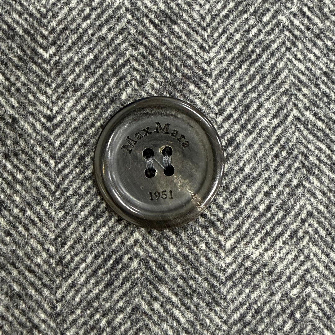 Excellent Max Mara ECCESSO Herringbone Double-Breasted Long Chester Coat gray 38