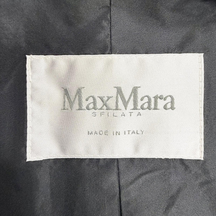 Excellent Max Mara ECCESSO Herringbone Double-Breasted Long Chester Coat gray 38